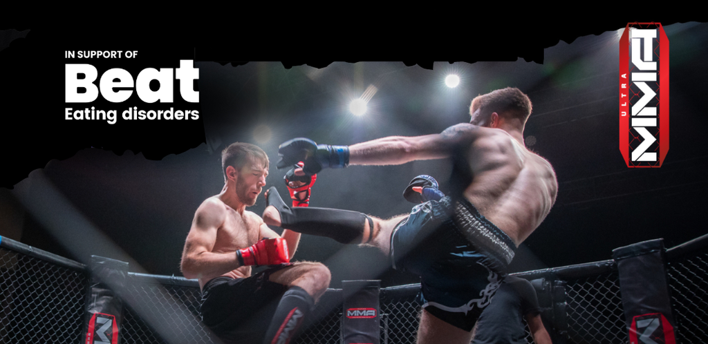 Two fighters facing each other, with one kicking out to the other. Beat's logo and UWCB logo overlaying.