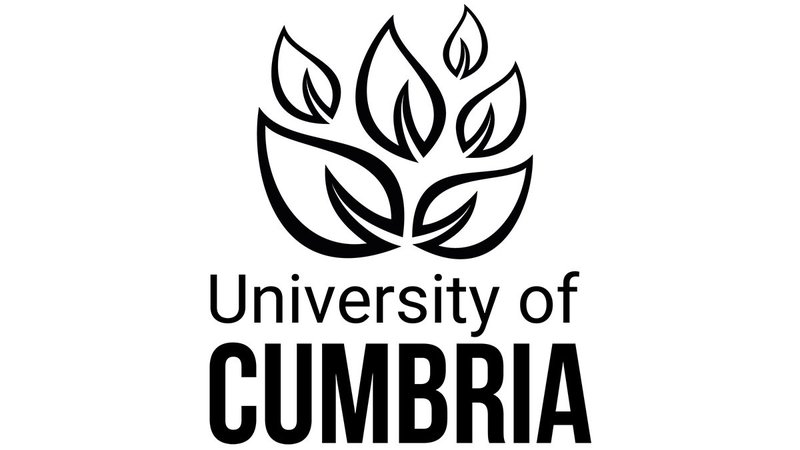 Black and white logo made up of six leaves, which are pointing upwards, in different sizes. Underneath is text reading 'University of Cumbria'.